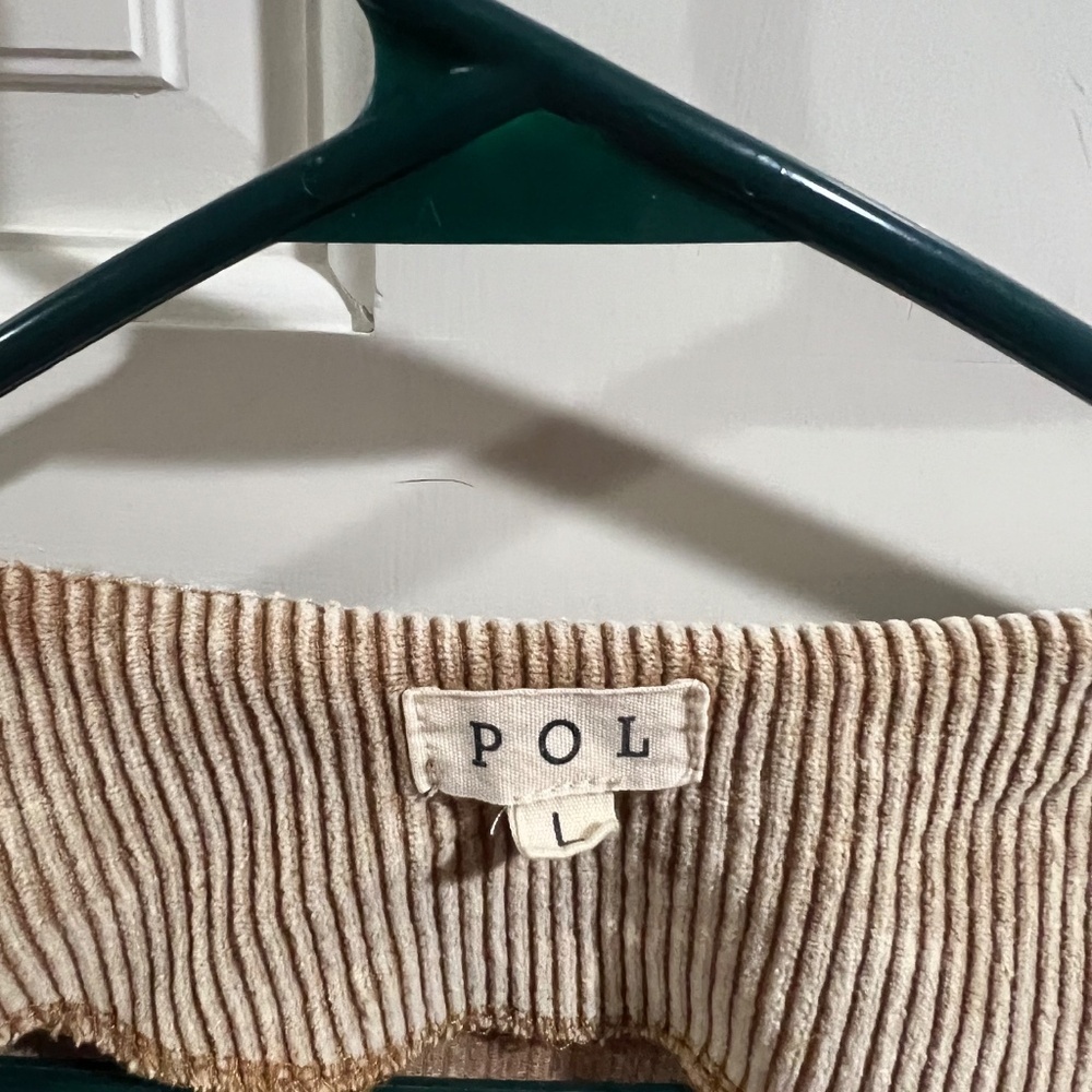 POL Studded Camel Corduroy Sleeveless Distressed Dress Duster Sz large Festival - Picture 3 of 5